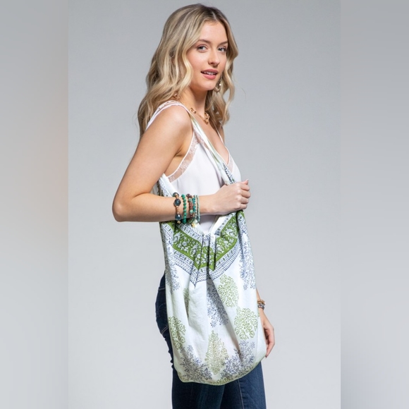 Hobo Beach Yoga Boho Chic Shoulder Bag - Handblock Ethnic & Floral Print - Picture 3 of 8